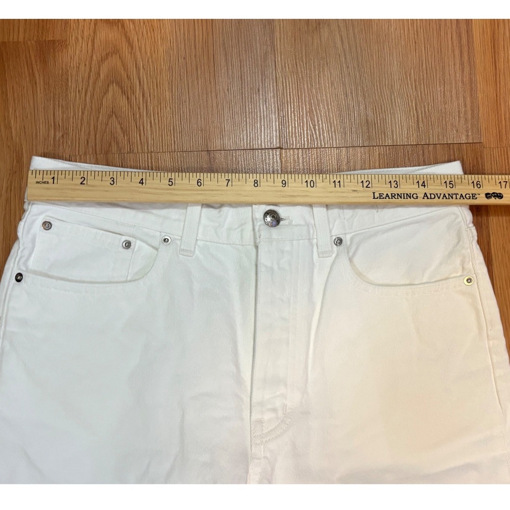 Madewell Crop Jeans Womens 26 White Low Slung Baggy Denim Raw Hem Button Fly NWT - Picture 6 of 9
